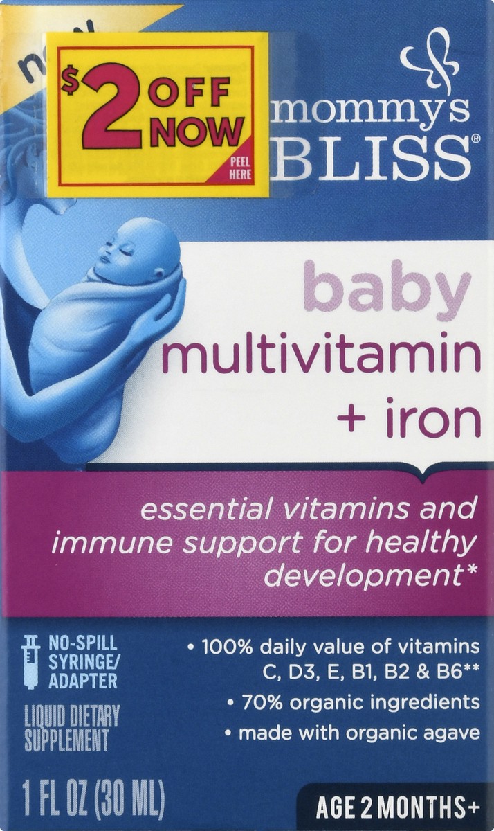 slide 5 of 9, Mommy's Bliss Age 2 Months+ Baby Multivitamin + Iron 1 oz, 1 oz