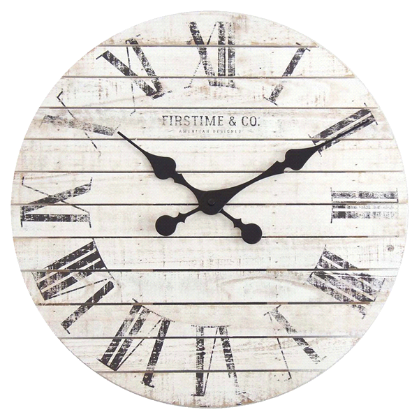 slide 1 of 1, Firstime Shiplap Wall Clock - Aged White, 18 in