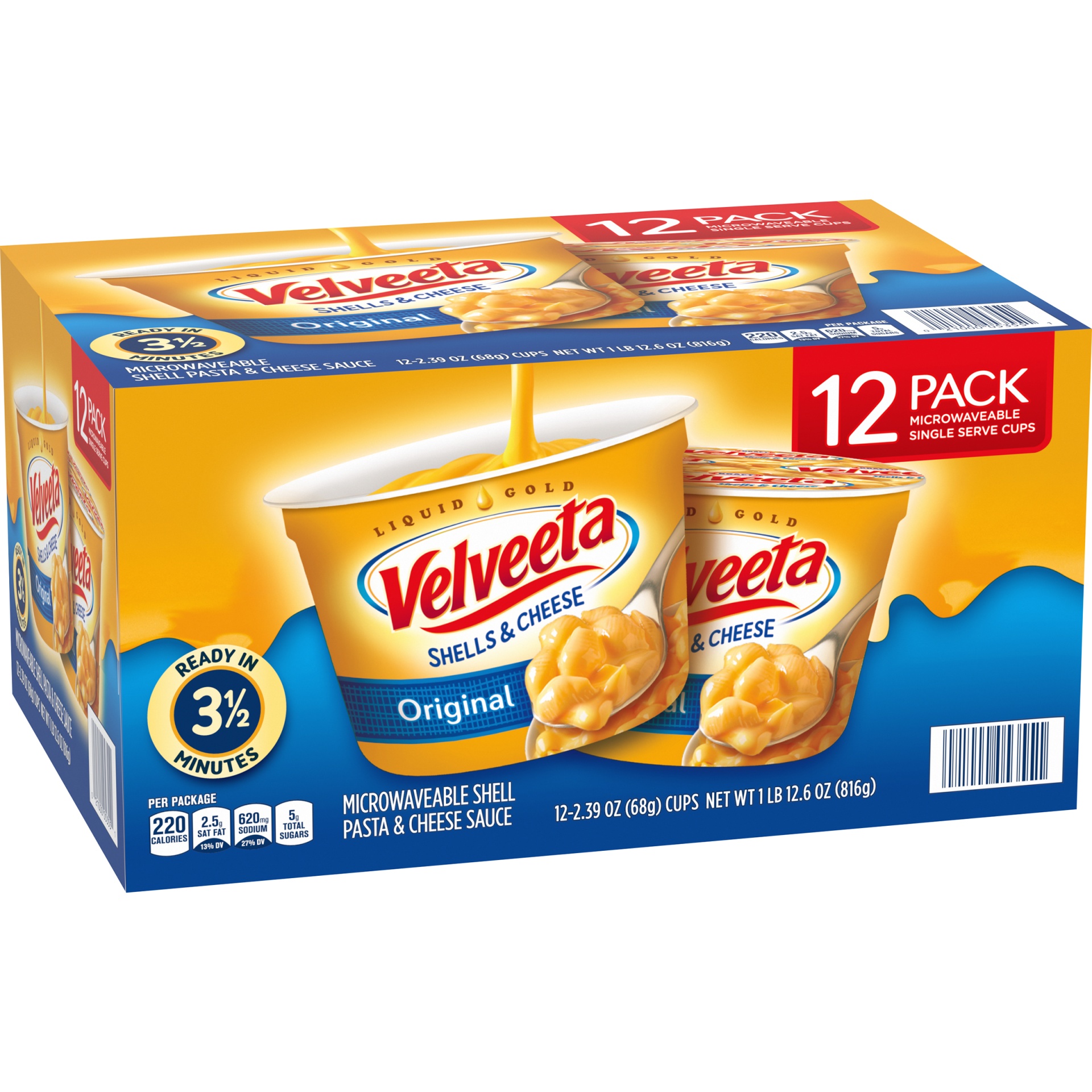 Velveeta Shells & Cheese Original Microwavable Shell Pasta & Cheese ...