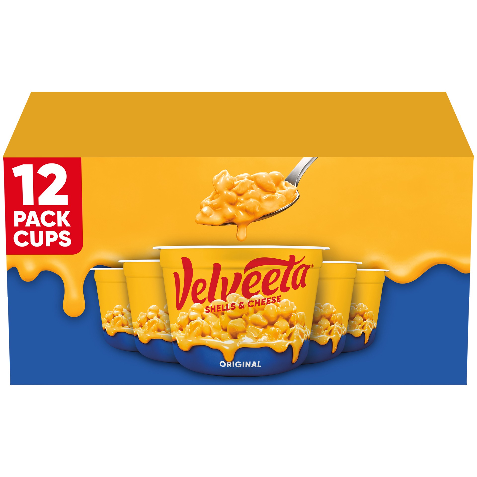 slide 1 of 5, Velveeta Shells & Cheese Original Microwavable Shell Pasta & Cheese Sauce Pack Cups, 12 ct; 2.39 oz