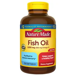 Nature Made Fish Oil Omega 3 Supplements, 1200 mg Softgels, Omega 3 Fish Oil for Healthy Heart Support, 150 Softgels, 75 Day Supply
