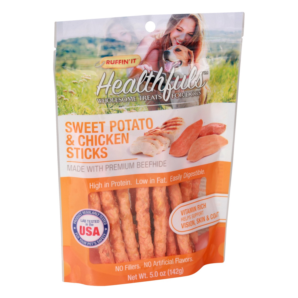 slide 4 of 9, Ruffin' It Healthfuls Sweet Potato & Chicken Sticks Dog Treats 5.0 oz, 5 oz