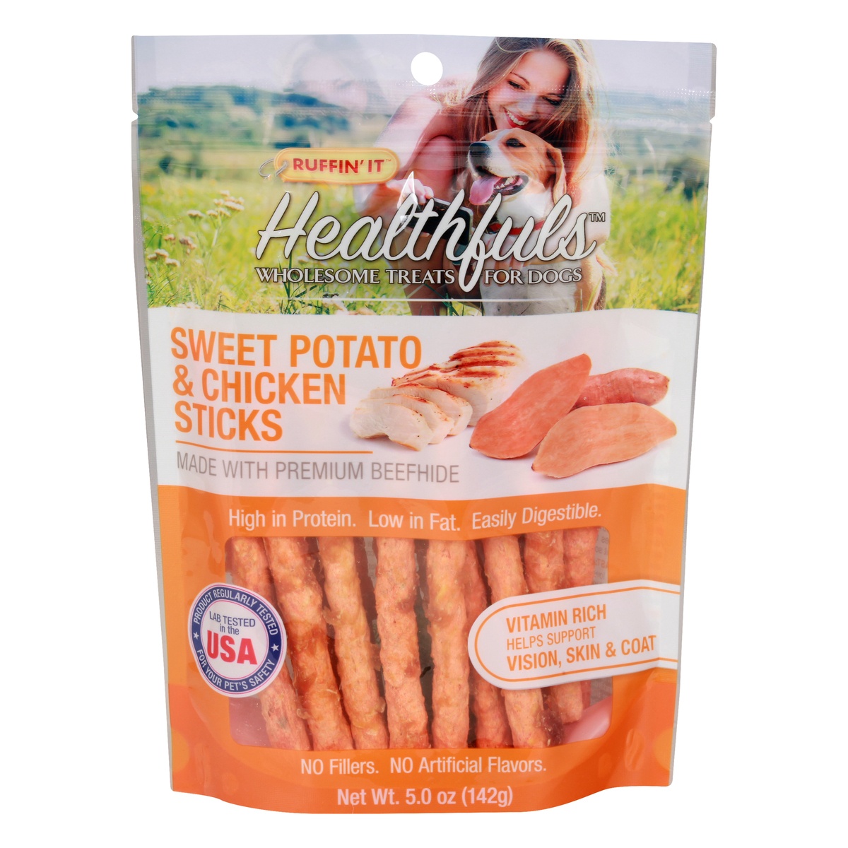 slide 1 of 1, Ruffin' It Healthfuls Sweet Potato & Chicken Sticks, 5 oz