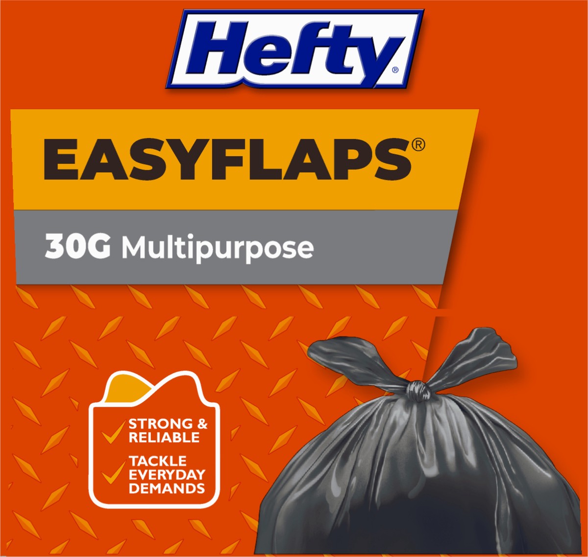 slide 2 of 9, Hefty Easy Flaps Multipurpose Large Trash Bags, 30 Gallon, 40 Count, 2.54 lb