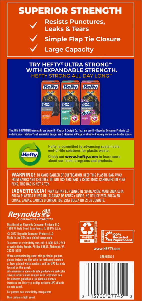 slide 7 of 9, Hefty Easy Flaps Multipurpose Large Trash Bags, 30 Gallon, 40 Count, 2.54 lb