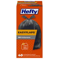 Hefty Easyflaps 30 Gallon Flap-Tie Trash Bags Large 40 ea