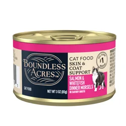 Boundless Acres Healthy Skin & Coat Salmon Whitefish Wet Cat Food, 3 oz