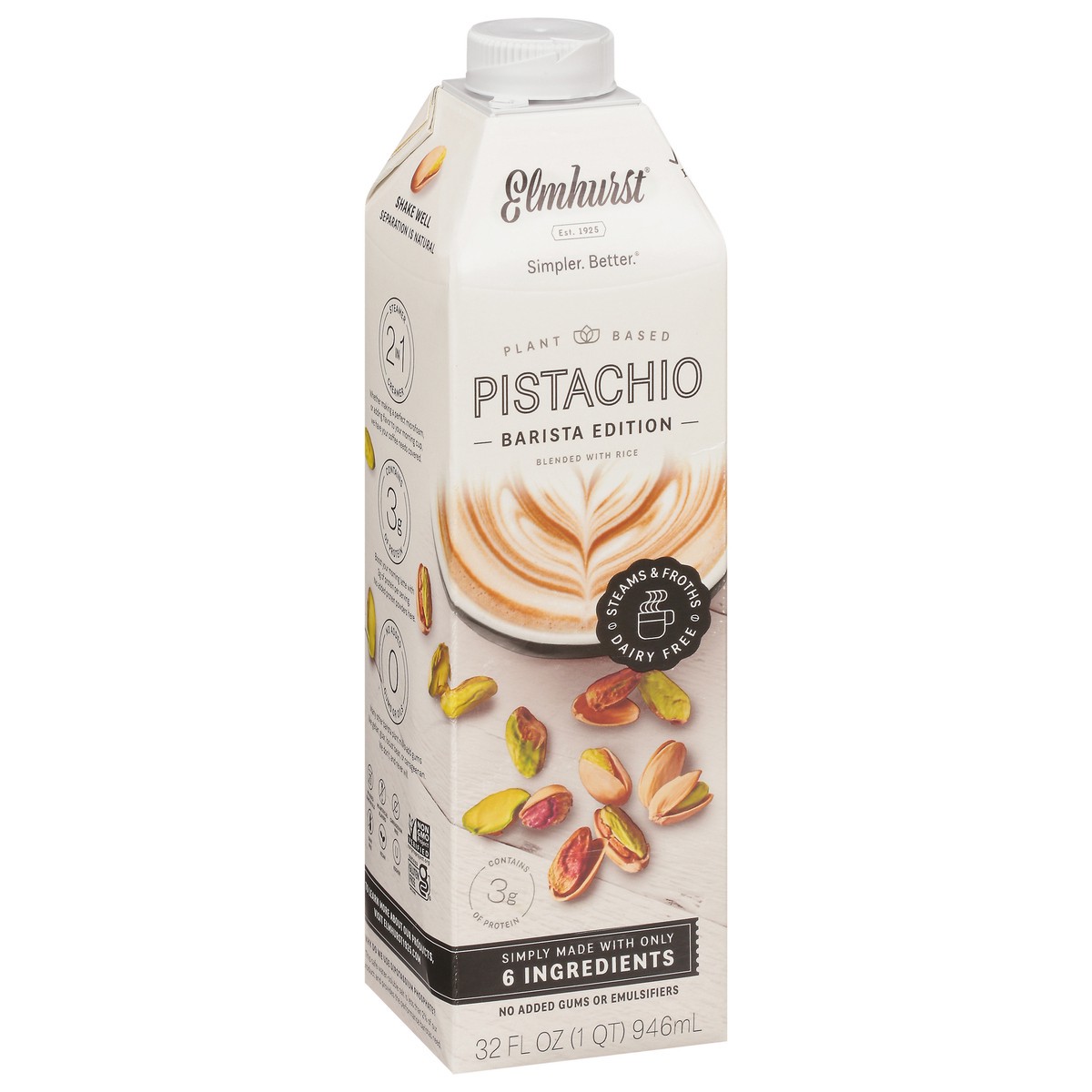 slide 3 of 9, Elmhurst Pistachio Barista Plant Based Beverage, 32 fl oz