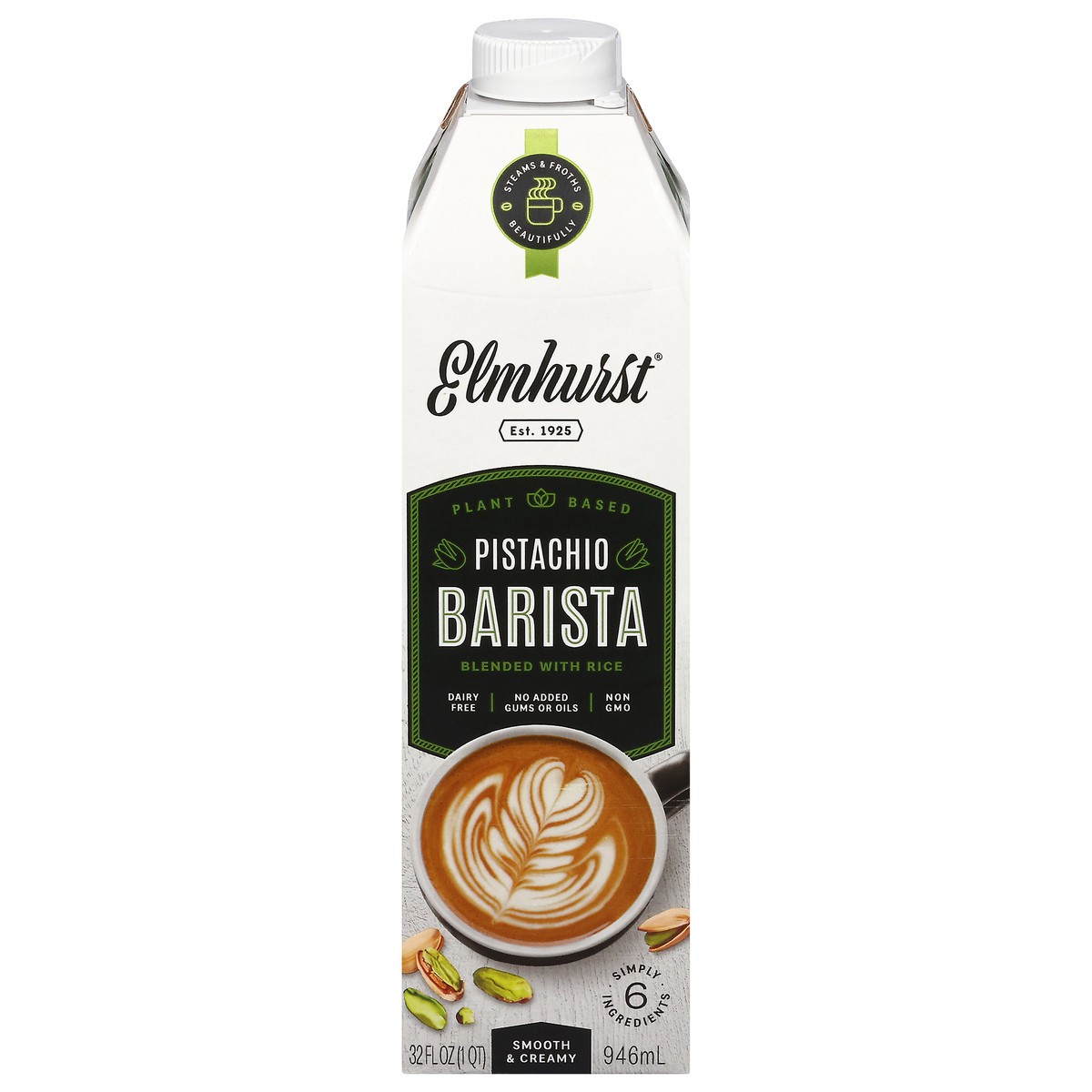 slide 1 of 9, Elmhurst Plant-Based Barista Pistachio Milk, 32 fl oz, 32 oz