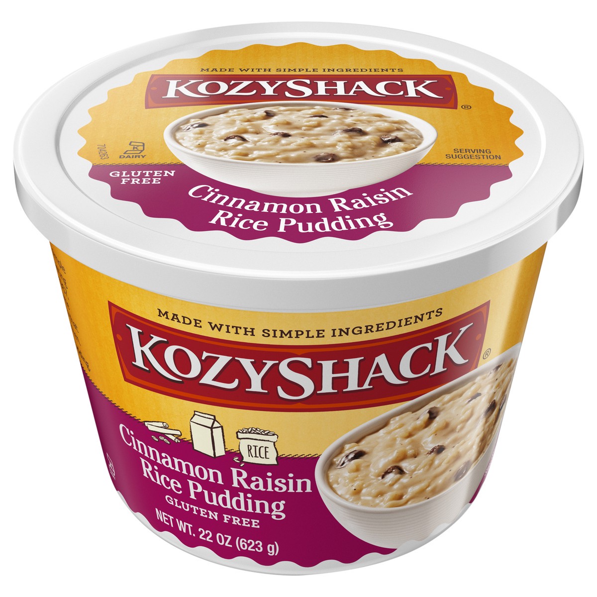 slide 1 of 14, Kozy Shack Cinnamon Raisin Rice Pudding, Gluten Free Dessert, 22 oz Tub, 22 oz