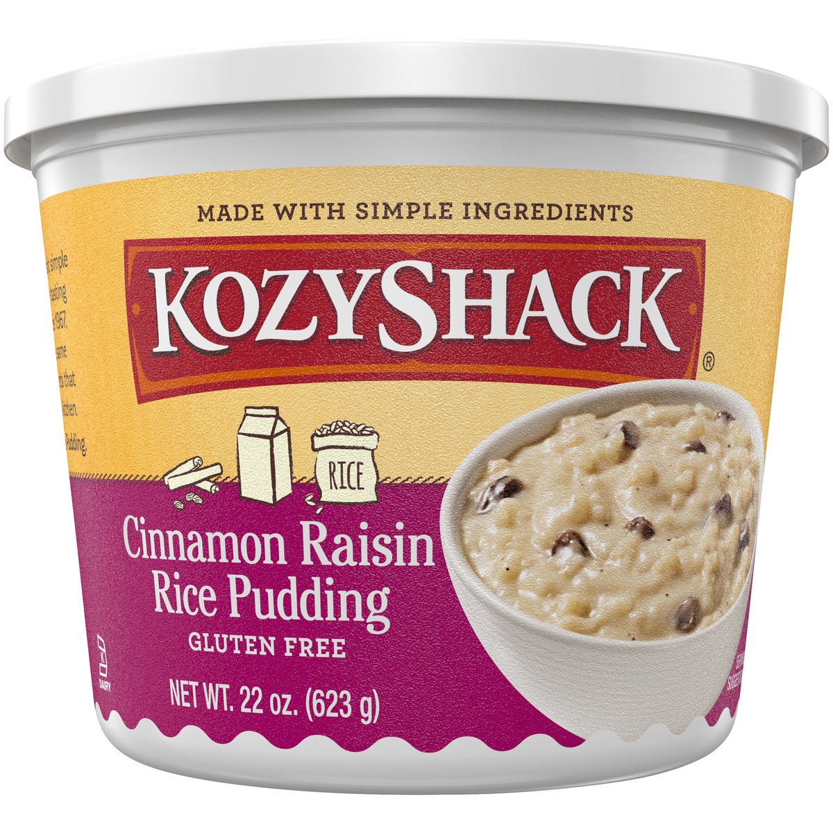 slide 1 of 14, Kozy Shack Cinnamon Raisin Rice Pudding, Gluten Free Dessert, 22 oz, one ct, 22 oz