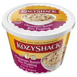 Kozy Shack Cinnamon Raisin Rice Pudding, Gluten Free Dessert, 22 oz Tub