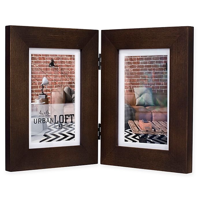 slide 1 of 1, Malden Urban Loft 2-Photo Picture Frame - Walnut, 4 in x 6 in