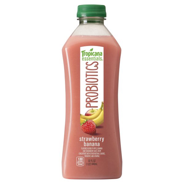 slide 1 of 6, Tropicana Essentials Probiotics Strawberry Banana, 10 oz