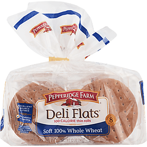 slide 1 of 7, Pepperidge Farm Deli Flats Thin Rolls Soft 100% Whole Wheat, 15 oz