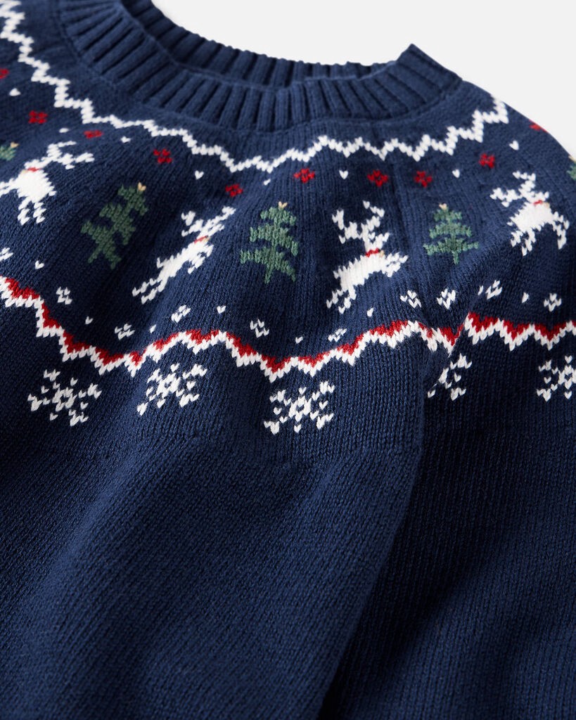 slide 3 of 3, Littleplanet Toddler Fair Isle Organic Cotton Sweater Royal Scott Blue 2T, 2T