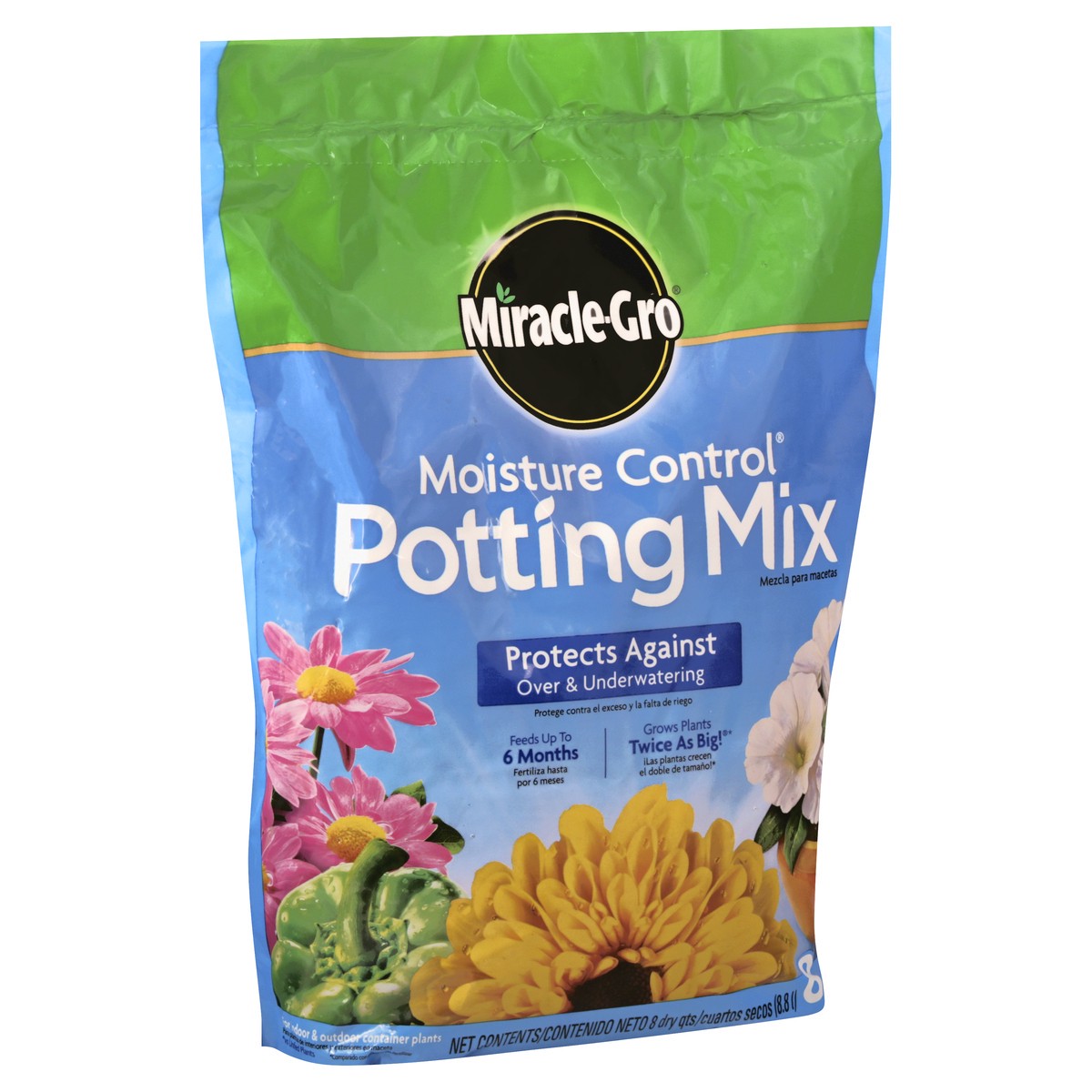 slide 4 of 9, Miracle-Gro Moisture Control Potting Mix 8 qt, 8 qt