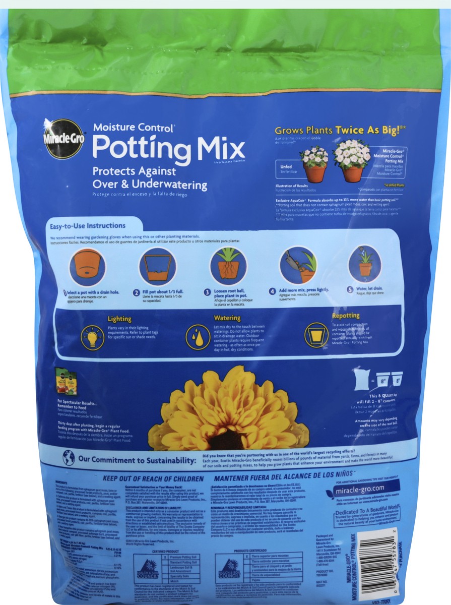 slide 9 of 9, Miracle-Gro Moisture Control Potting Mix 8 qt, 8 qt