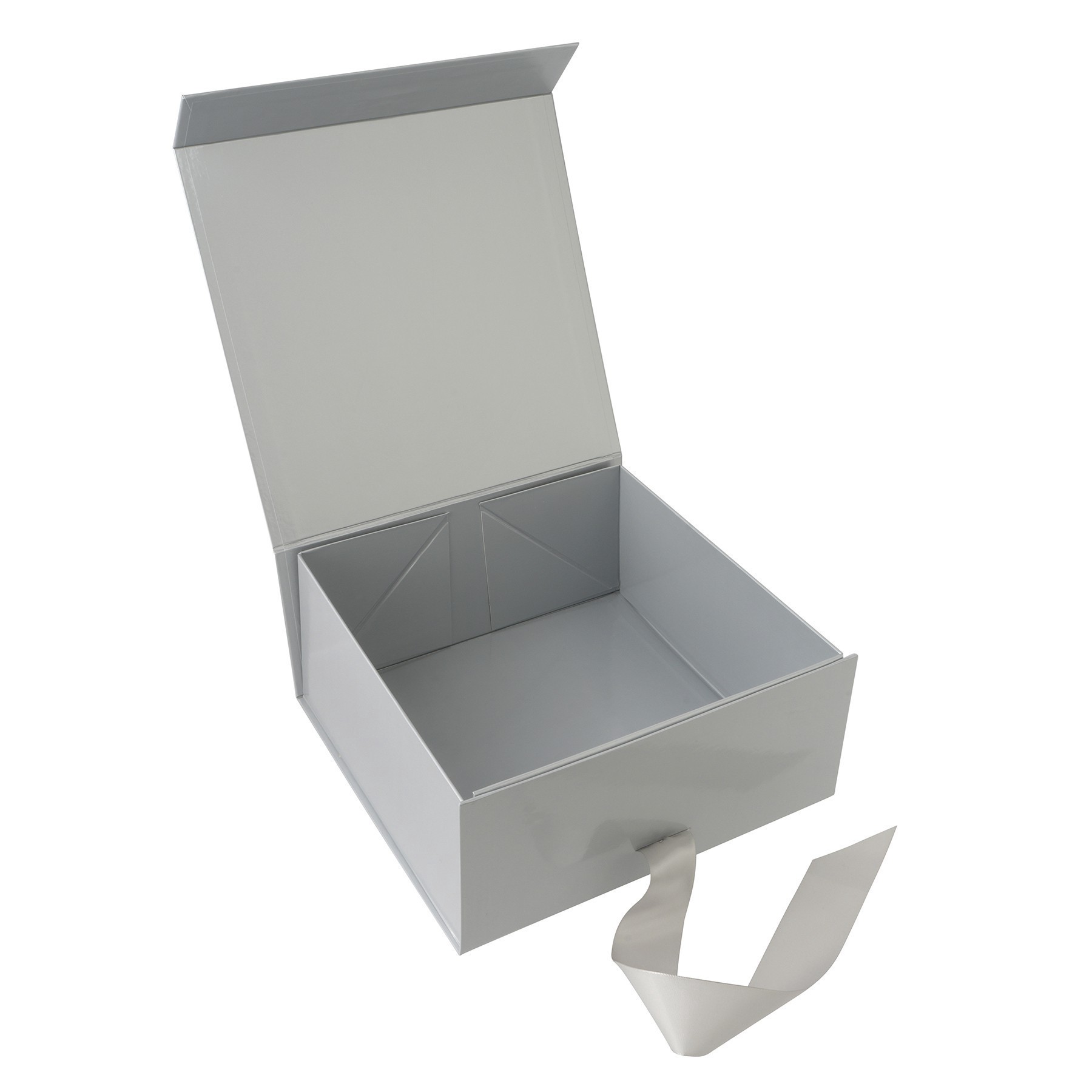 slide 2 of 2, Large Silver Collapsible Ribbon Box By Celebrate It, 10.4 in x 10.4 in x 4.7 in