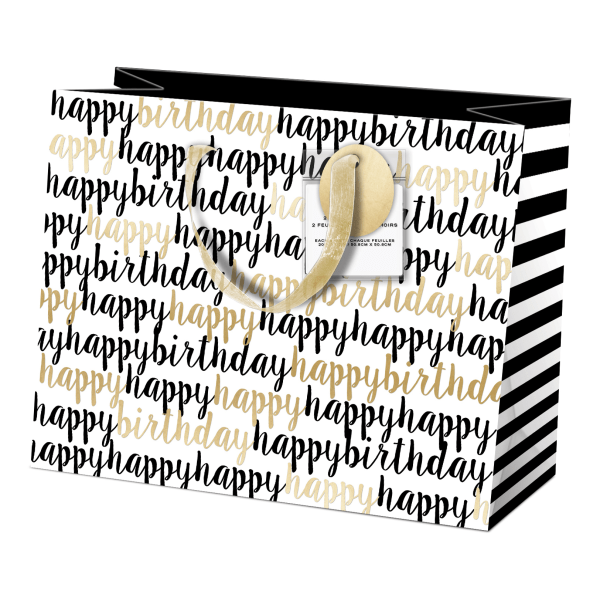 slide 1 of 1, Lady Jayne Gift Bag with Tissue Paper and Hang Tag - Happy Birthday Words, 10 in x 8 in x 4 in