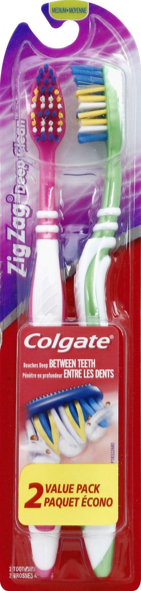 slide 2 of 6, Colgate Zig Zag Deep Clean Toothbrush, Medium - 2 Ct, 1 ct