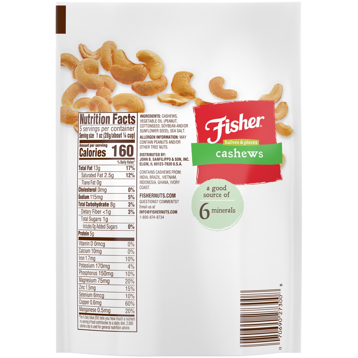 slide 3 of 14, Fisher Cashew Halves & Piece, 5 oz