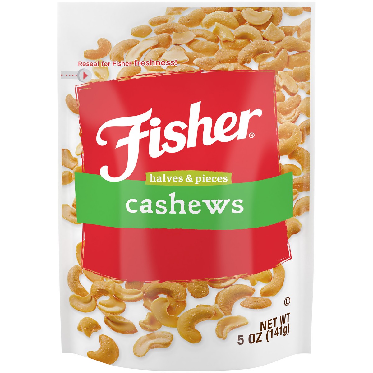 slide 1 of 14, Fisher Cashew Halves & Piece, 5 oz