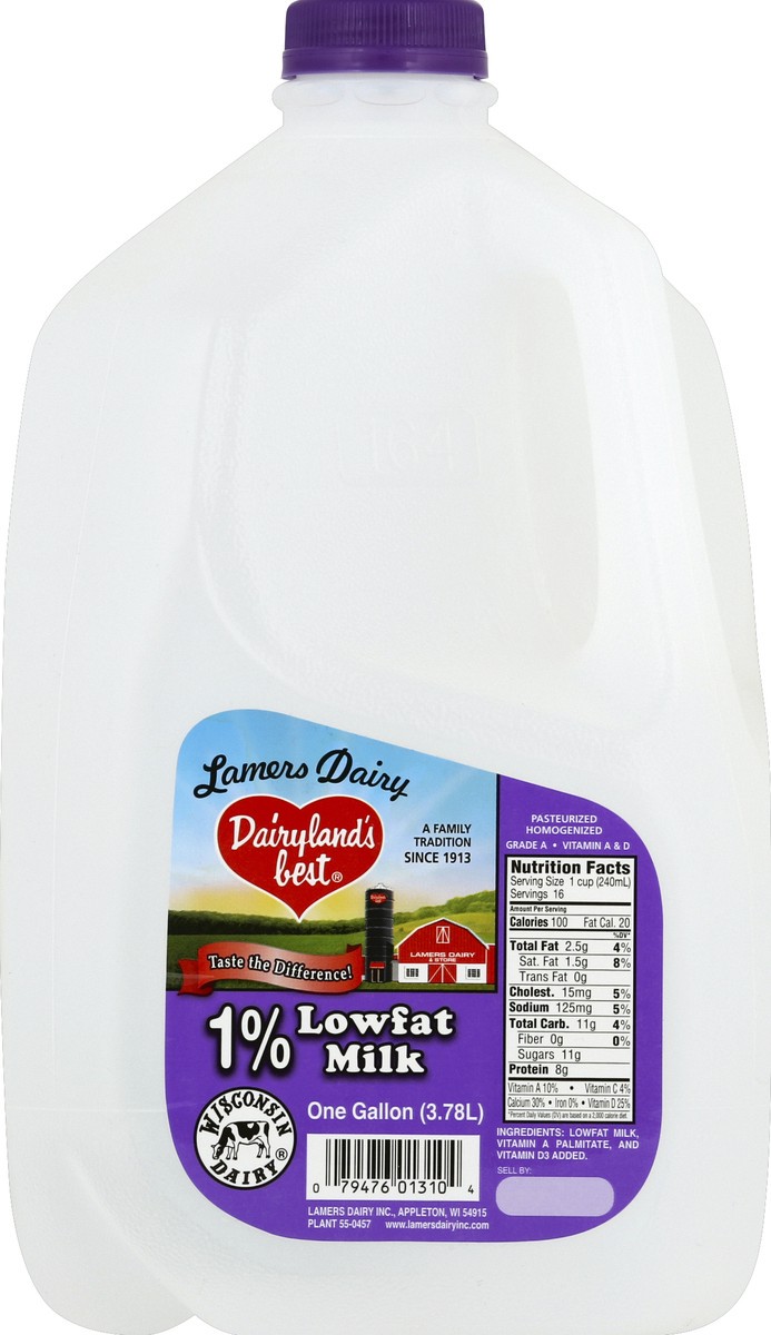 slide 6 of 6, Dairylands Best Milk, Lowfat, 1%, 1 gal