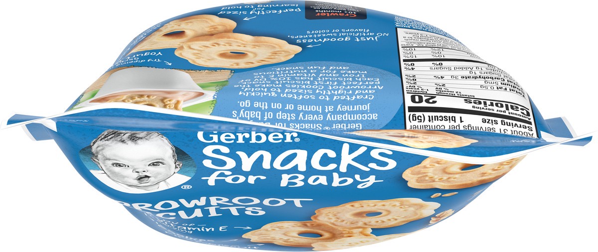 slide 8 of 9, Gerber Snacks for Baby Biscuits, Arrowroot, 5.5 oz Bag, 5.5 oz