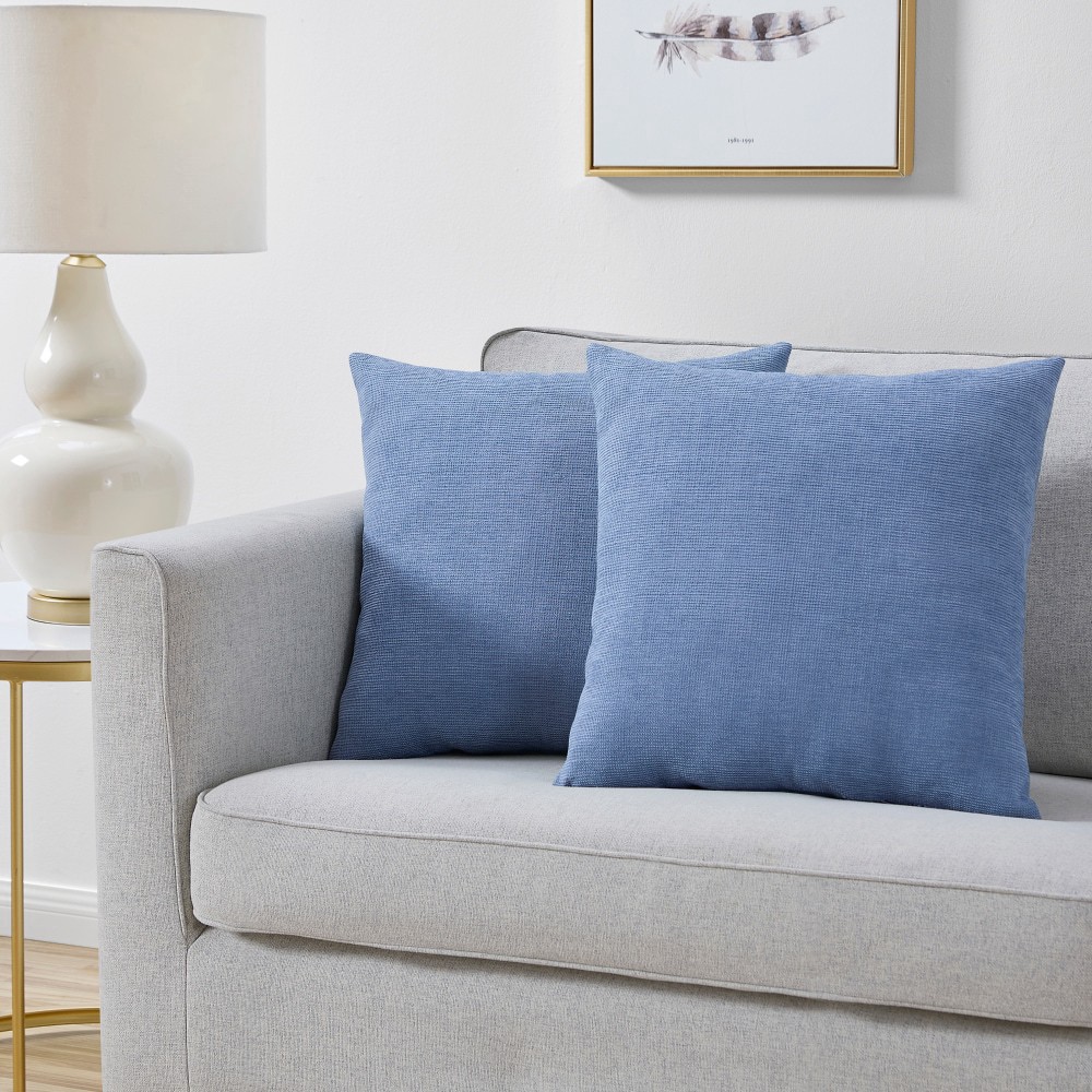 slide 2 of 4, Everyday Living Textured Woven Decorative Pillow - 2 Pack Light Blue, 18 in x 18 in