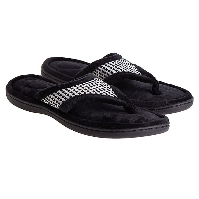 slide 2 of 3, Brookstone Small Thong Slippers - Grey, 1 ct
