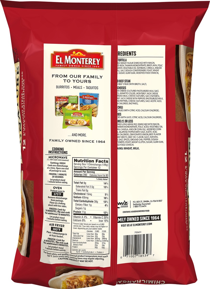 slide 7 of 7, El Monterey Signature Steak Cheese & Rice Chimichangas 12 Count - 54 Oz, 12 ct