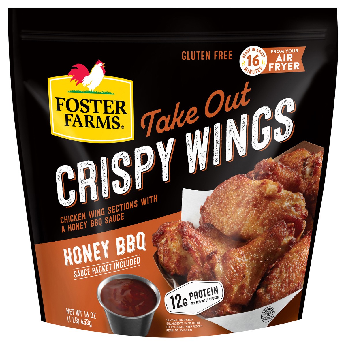 slide 1 of 10, Foster Farms Frozen Crispy Wings - Honey BBQ, 16 oz