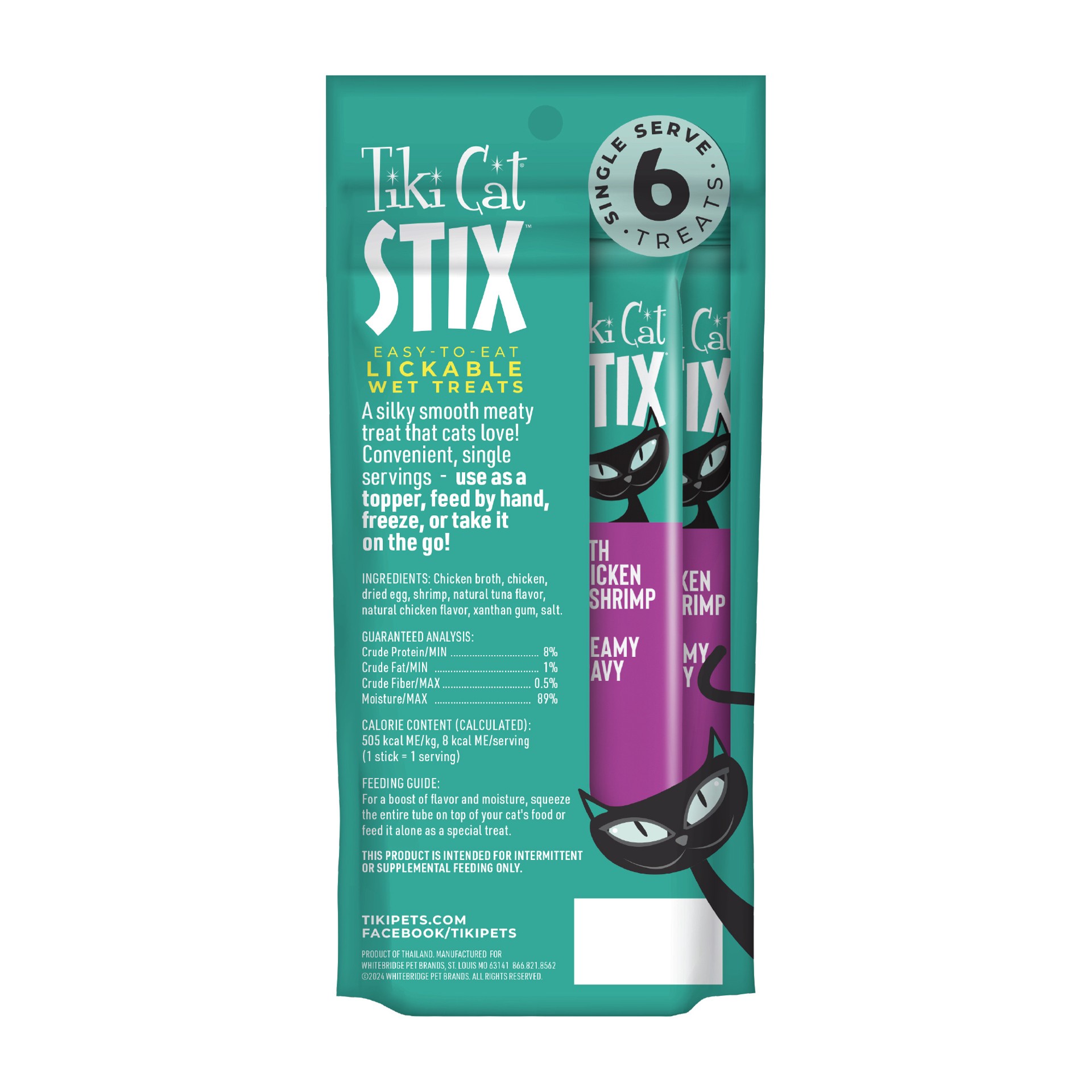 slide 6 of 7, Tiki Cat Stix Wet Cat Treats - Chicken & Shrimp in Creamy Gravy, Grain Free, 6 ct