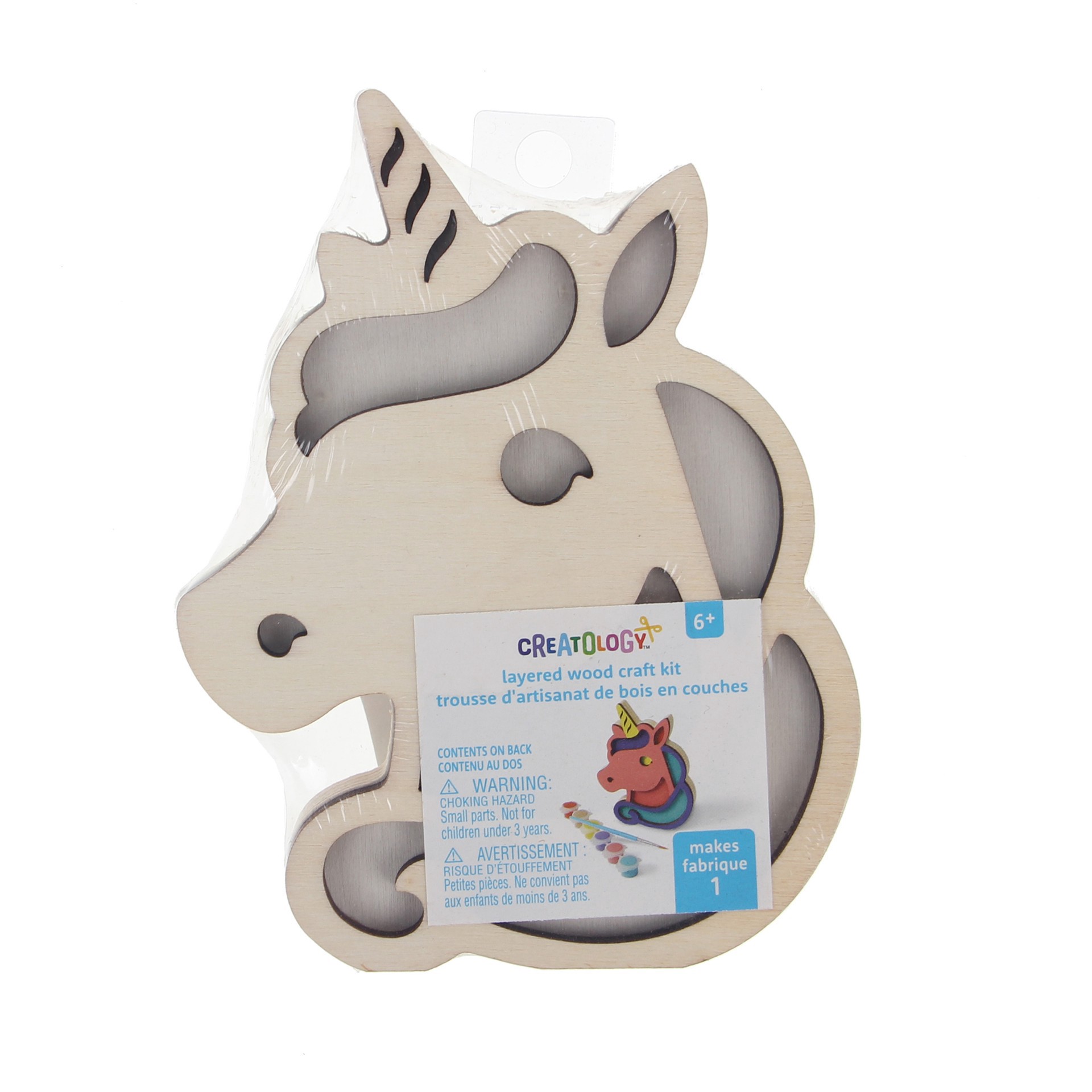 slide 4 of 4, Unicorn Layered Wood Craft Kit By Creatology, 4.4 in x 0.74 in x 6 in