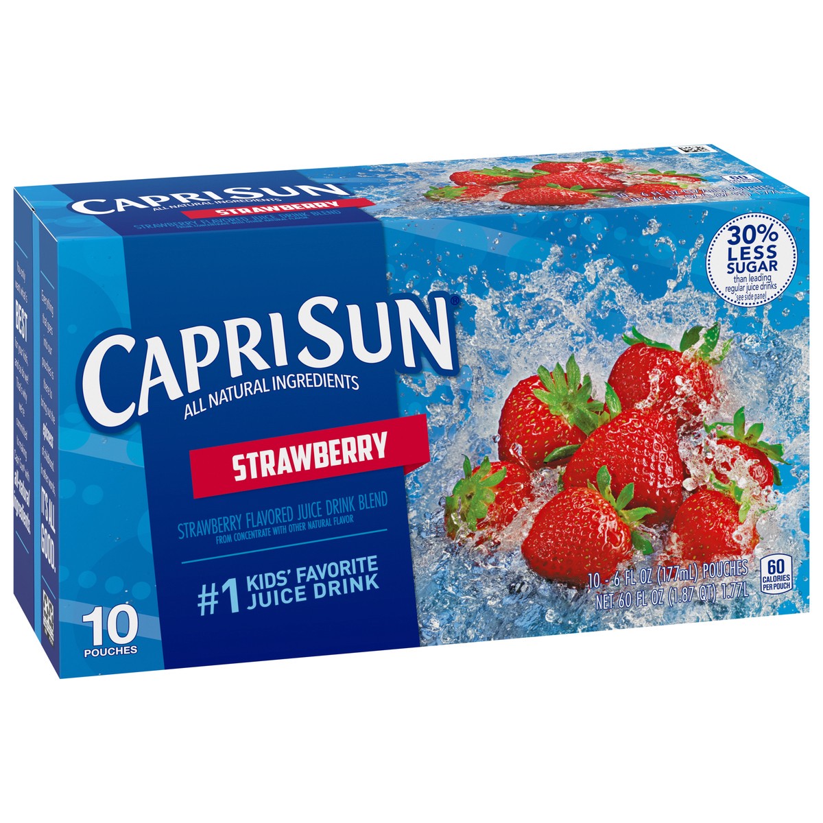 slide 4 of 9, Capri Sun Strawberry Naturally Flavored Juice Drink Blend, 10 ct Box, 6 fl oz Pouches, 10 ct