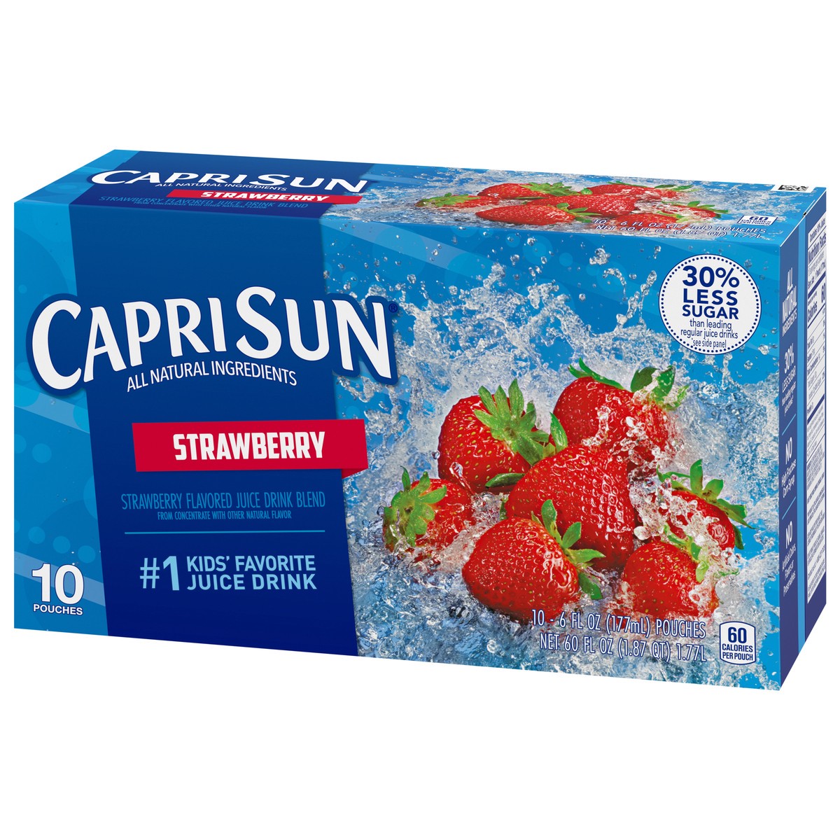 slide 2 of 9, Capri Sun Strawberry Naturally Flavored Juice Drink Blend, 10 ct Box, 6 fl oz Pouches, 10 ct