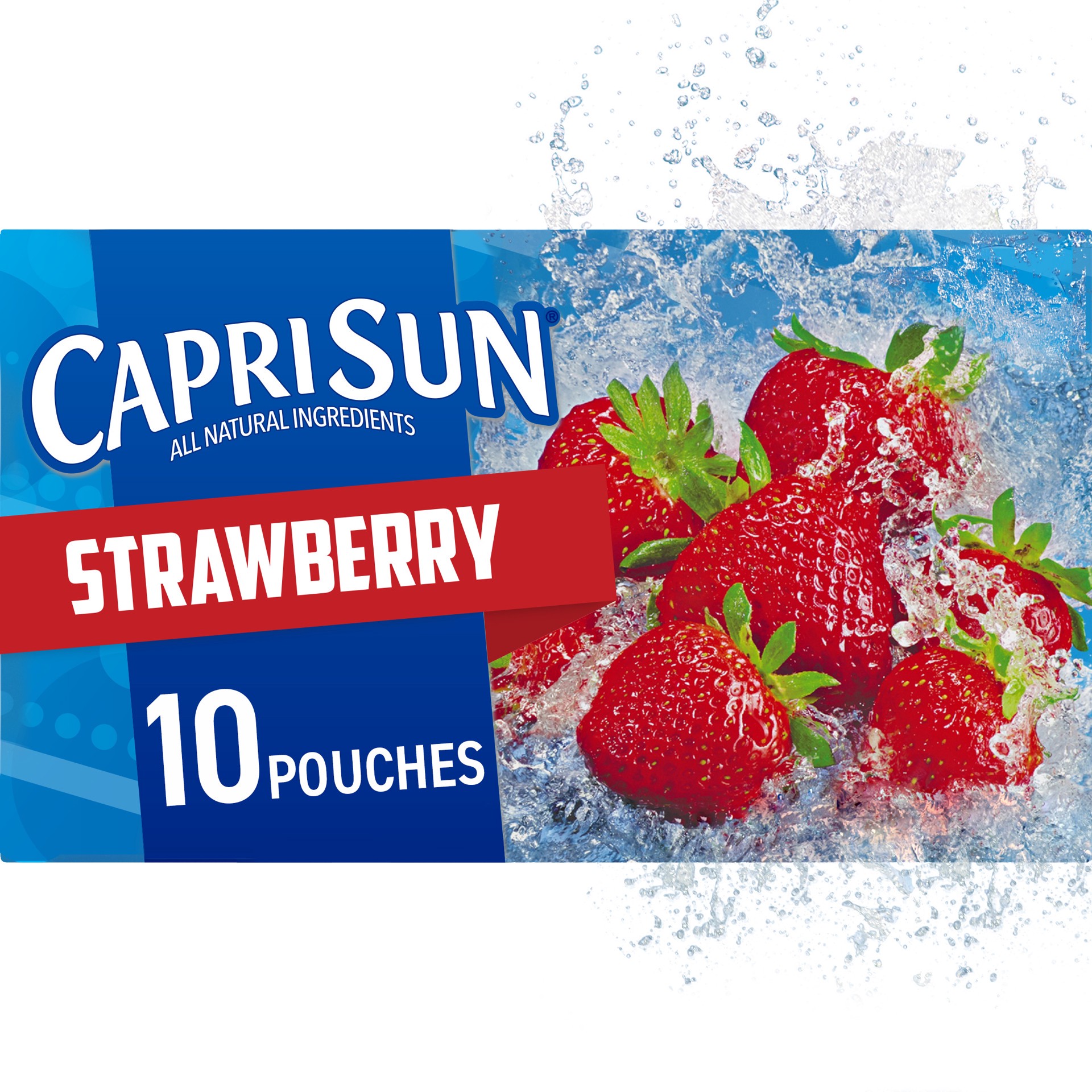 slide 1 of 9, Capri Sun Strawberry Naturally Flavored Juice Drink Blend, 10 ct Box, 6 fl oz Pouches, 10 ct