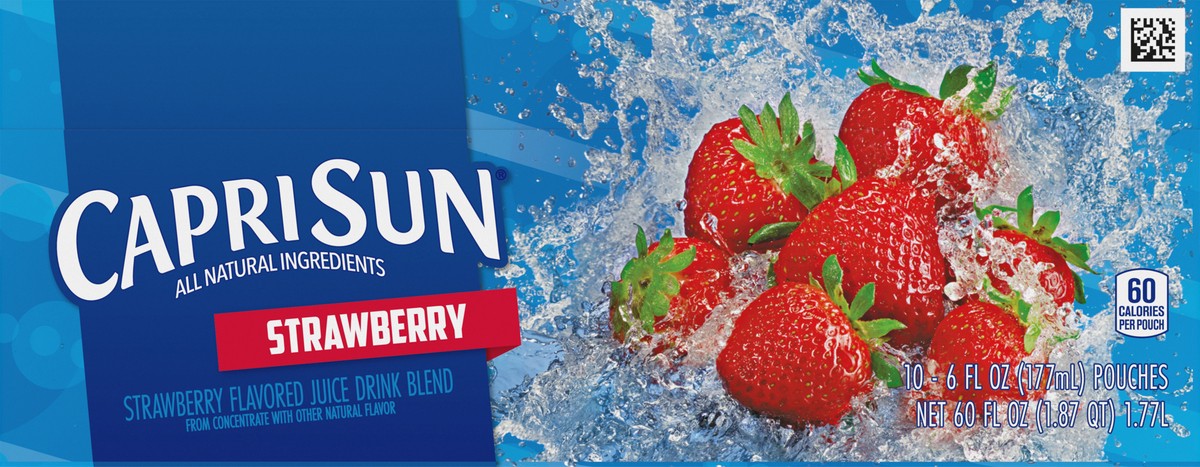 slide 5 of 9, Capri Sun Strawberry Naturally Flavored Juice Drink Blend, 10 ct Box, 6 fl oz Pouches, 10 ct