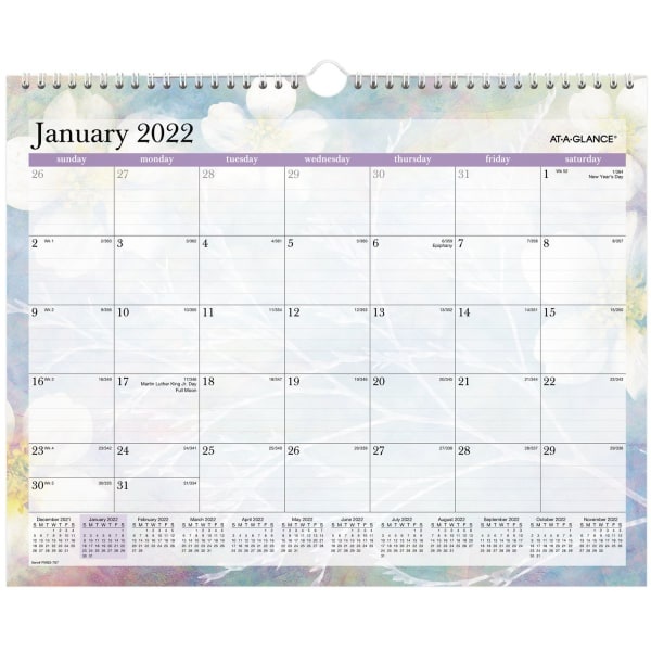 slide 1 of 7, At-A-Glance Dreams Monthly Wall Calendar, 15'' X 12'', Multicolor, January To December 2022, Pm83-707, 1 ct