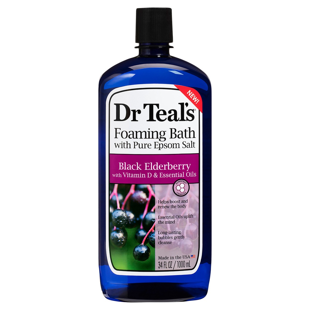 slide 1 of 7, Dr. Teal's Elderberry Foaming Bath 34oz, 34 fl oz