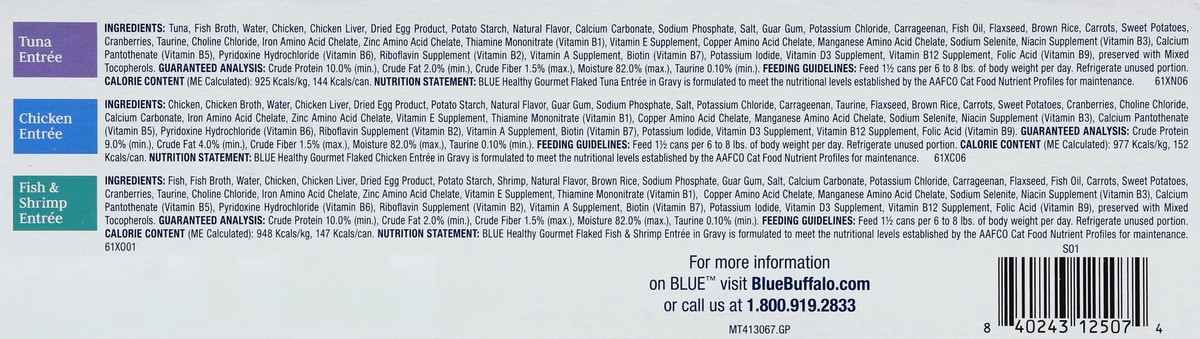 slide 6 of 7, Blue Buffalo Healthy Gourmet Variety Pack Adult Flaked Wet Cat Food, 36 oz