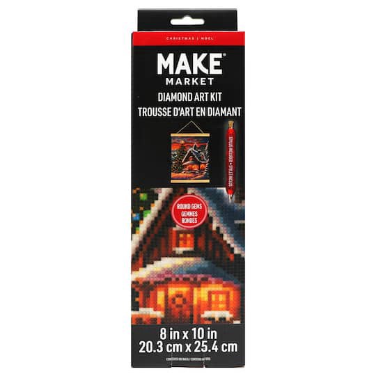 slide 1 of 4, 8" X 10" Snow House Diamond Art Kit With Frame By Make Market, 8 in x 10 in