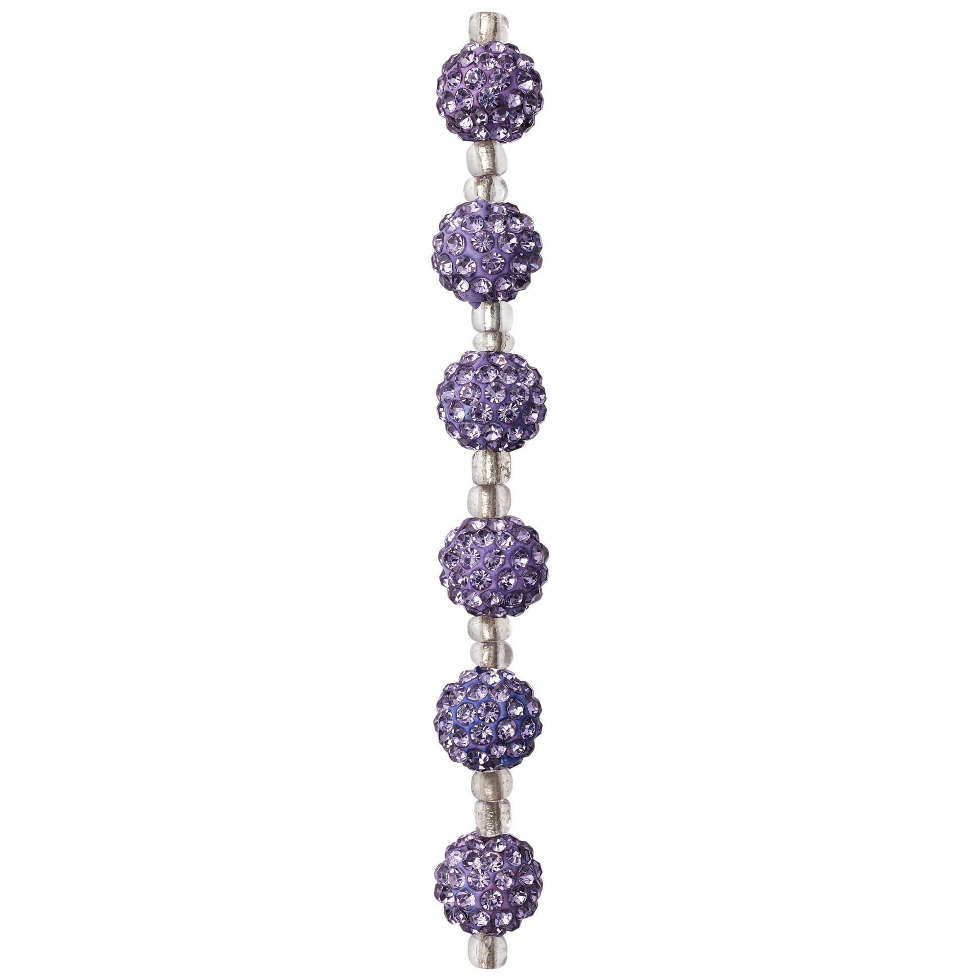 slide 3 of 3, Lavender Rhinestone Studded Round Beads, 10mm By Bead Landing, 10mm