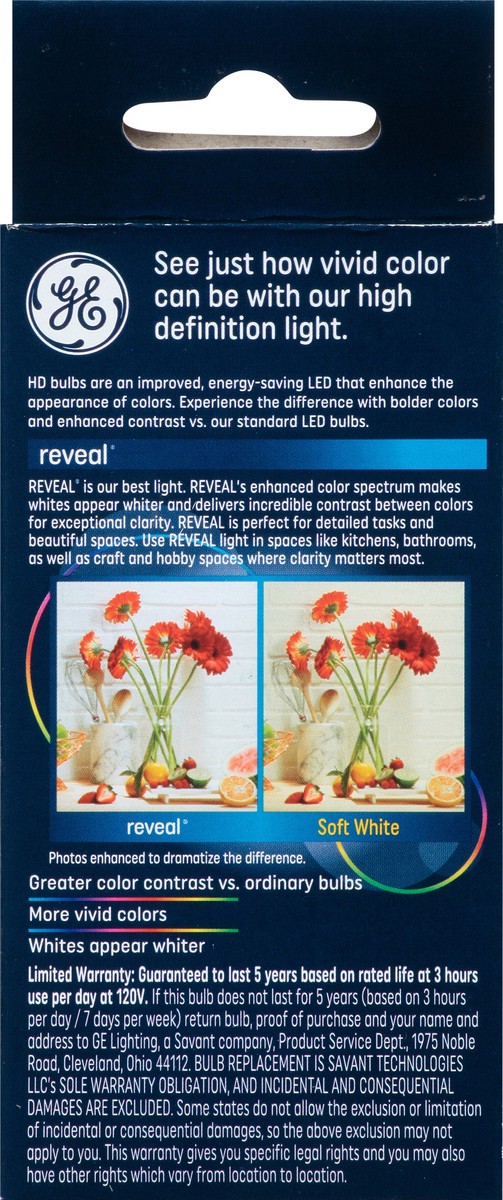 slide 12 of 12, GE Reveal 75 Watts HD Light LED Light Bulbs 1 ea, 1 ct