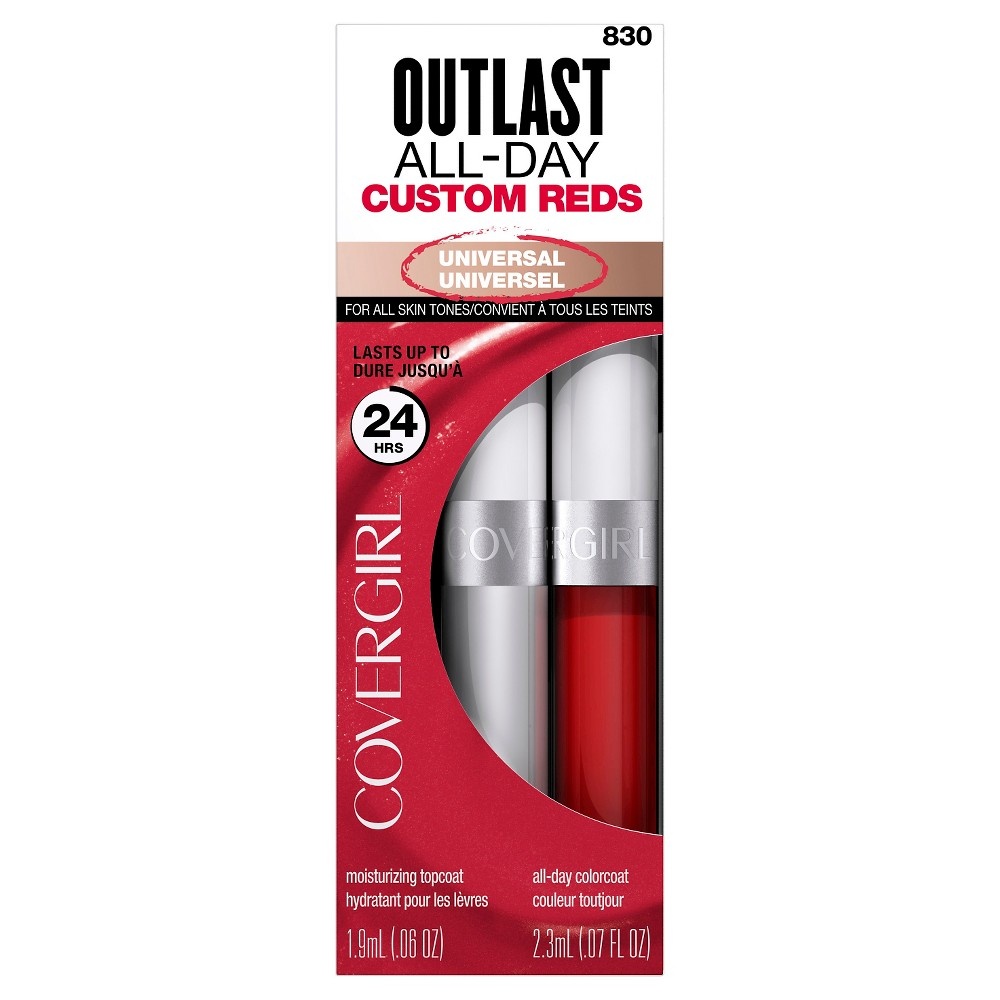 slide 7 of 7, Covergirl Outlast All-Day Custom Reds Lip Color, 830 Your Classic Red, 13 fl oz