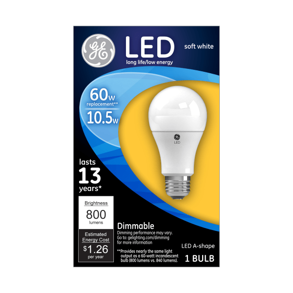 slide 1 of 1, GE Led Soft White 16-Watt (100-Watt) Dimmable A19 Light Bulb, 1 ct