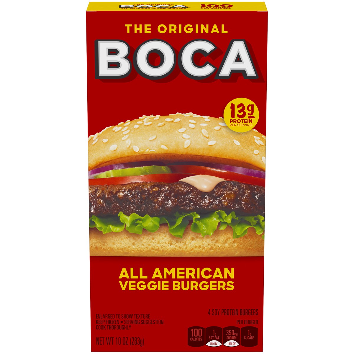 slide 1 of 5, BOCA All American Flame Grilled Burgers, 10 oz