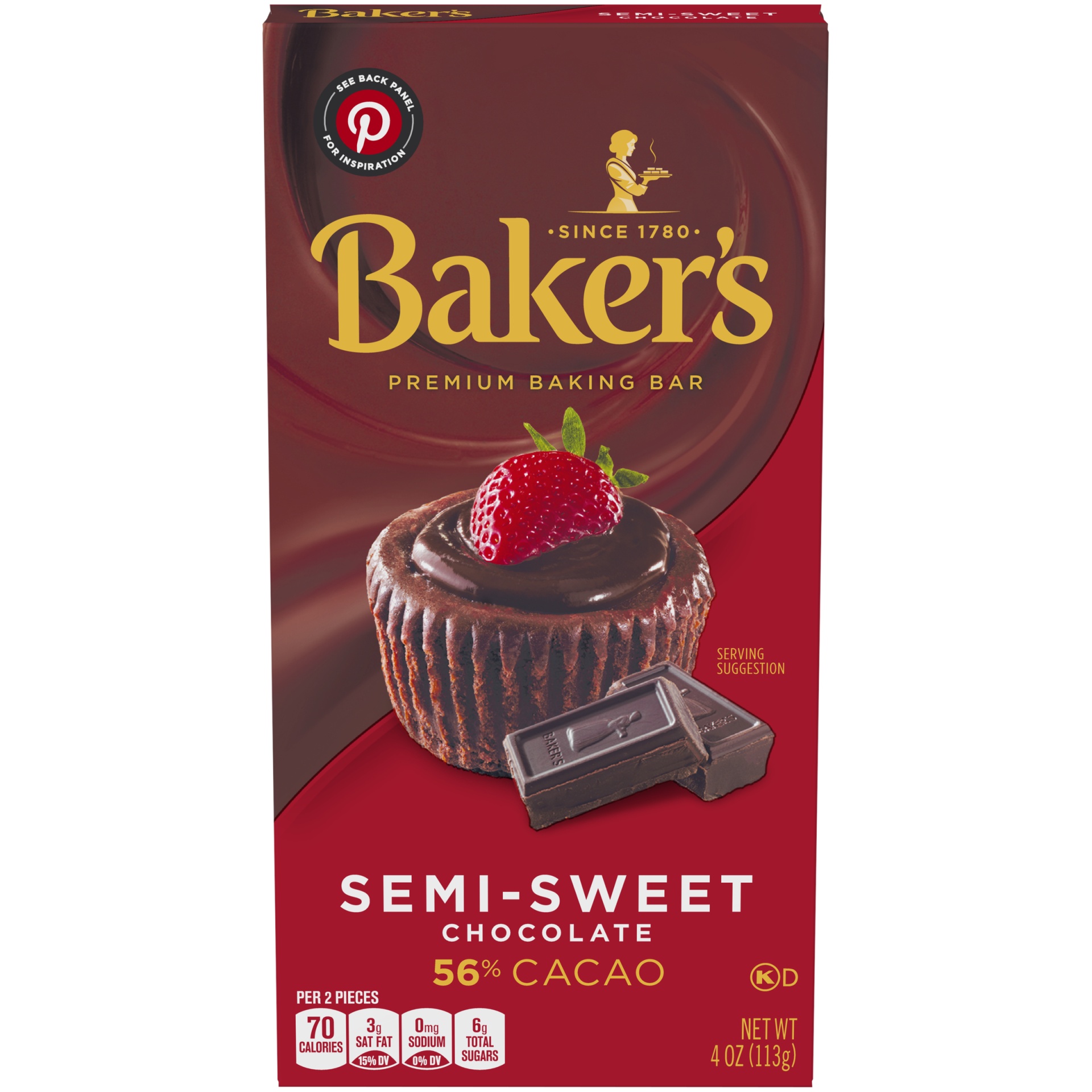 slide 1 of 6, Baker's Semi-Sweet Chocolate Premium Baking Bar with 56% Cacao, 4 oz