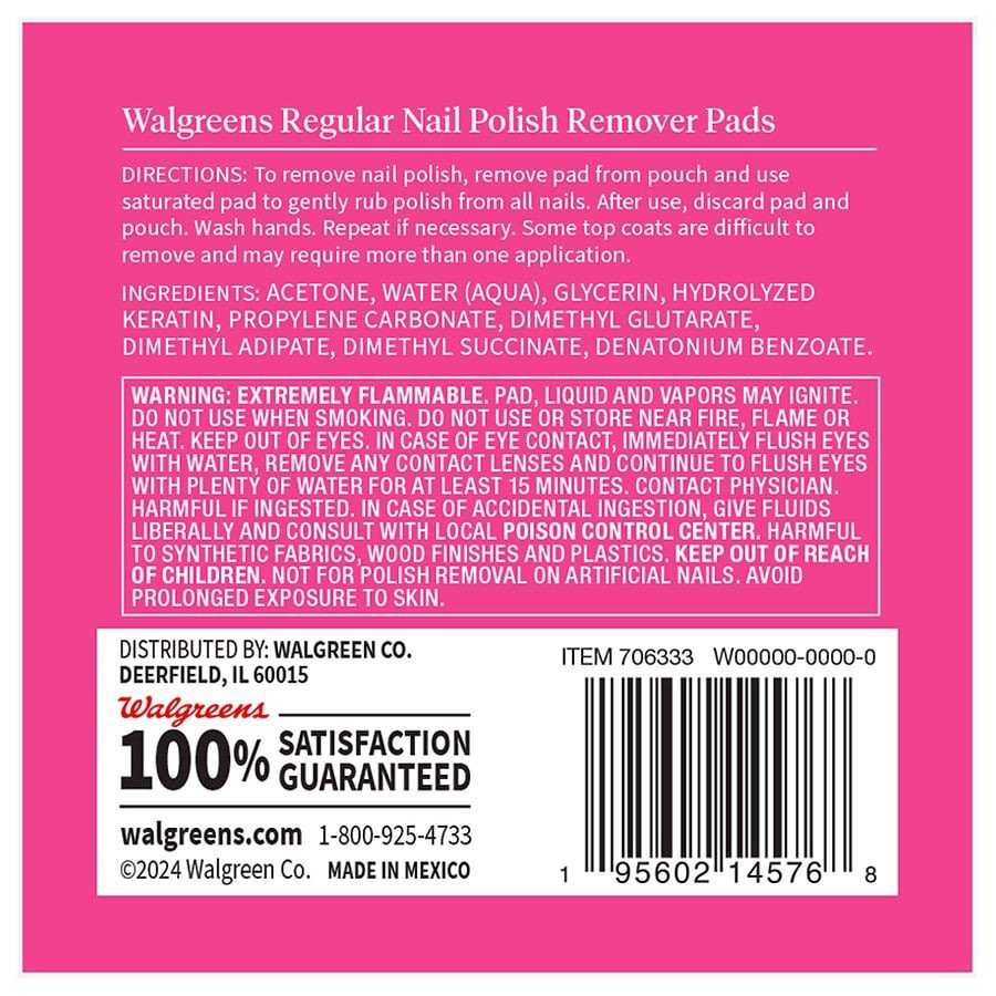 slide 3 of 4, Walgreens Nail Polish Remover Pads Fragrance Free, 10 ct